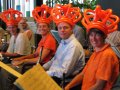 Houtblazers met oranje in de bol