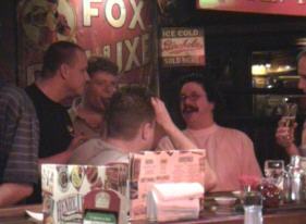 John Adams, Gerard van Rooij, Harold Geurtjens (seen on the back) and Guus Dohmen in Henry J. Bean-s Bar