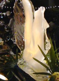 The ice-sculpture lasted the whole dinner, but collapsed right after.